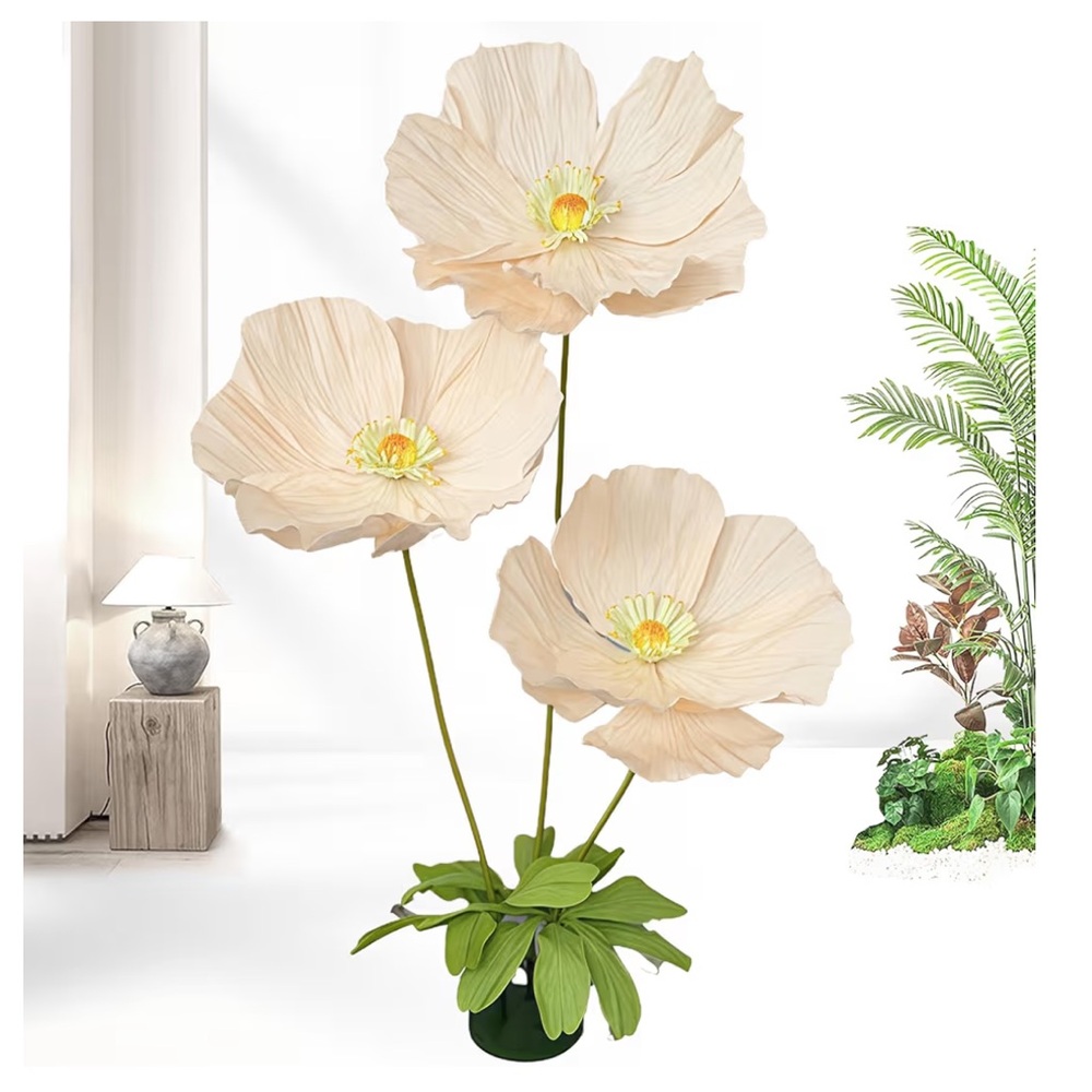 Champagne Ivory Giant Paper Flower Prop 5.58ft Tall Wedding Birthday Event